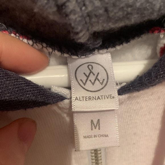 Superfly 3 tone Red Cream Grey Alternative Apparel Full Zip Hoodie SZ Medium 🔥 - Picture 3 of 11